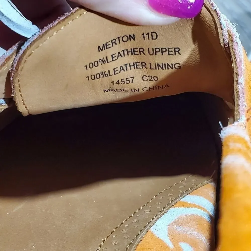 Ralph lauren orange tie dye suede leather men's loafers deck shoes size 11 new!!